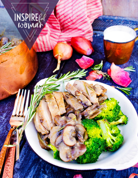 Dairy-Free Creamy Garlic Mushroom Chicken with Sauteed ...