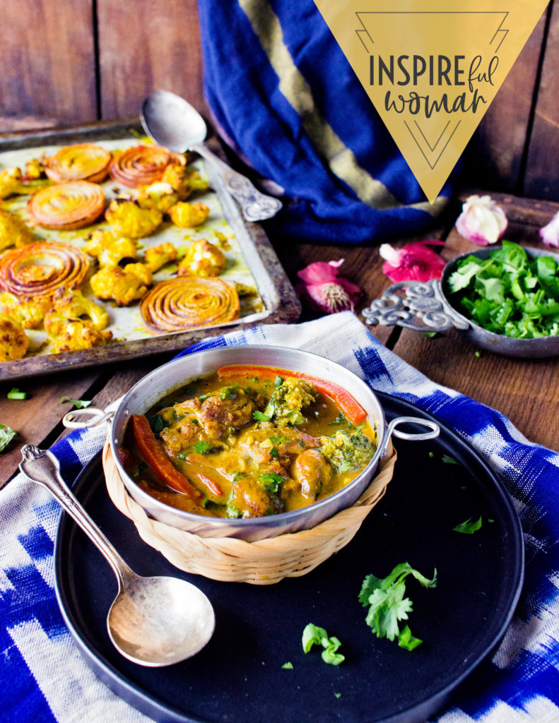 High Protein Indian Curry w/ Roasted Cauli & Purple Onion LOW CAL