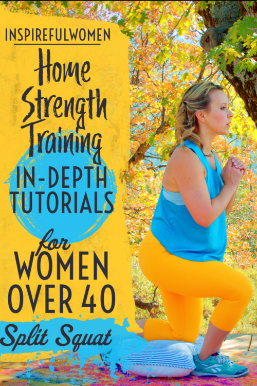 split-squat-on-pillow-exercise-tutorial-resistance-training-women-40-plus