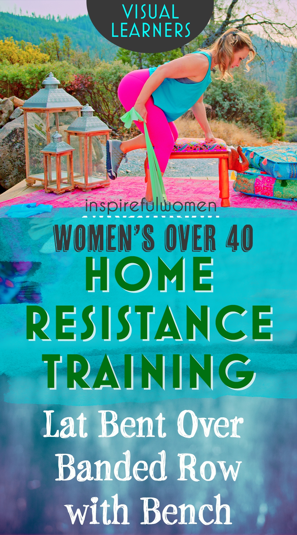 resistance-band-bent-over-row-with-bench-workout-tutorial-at-home-women-40-plus