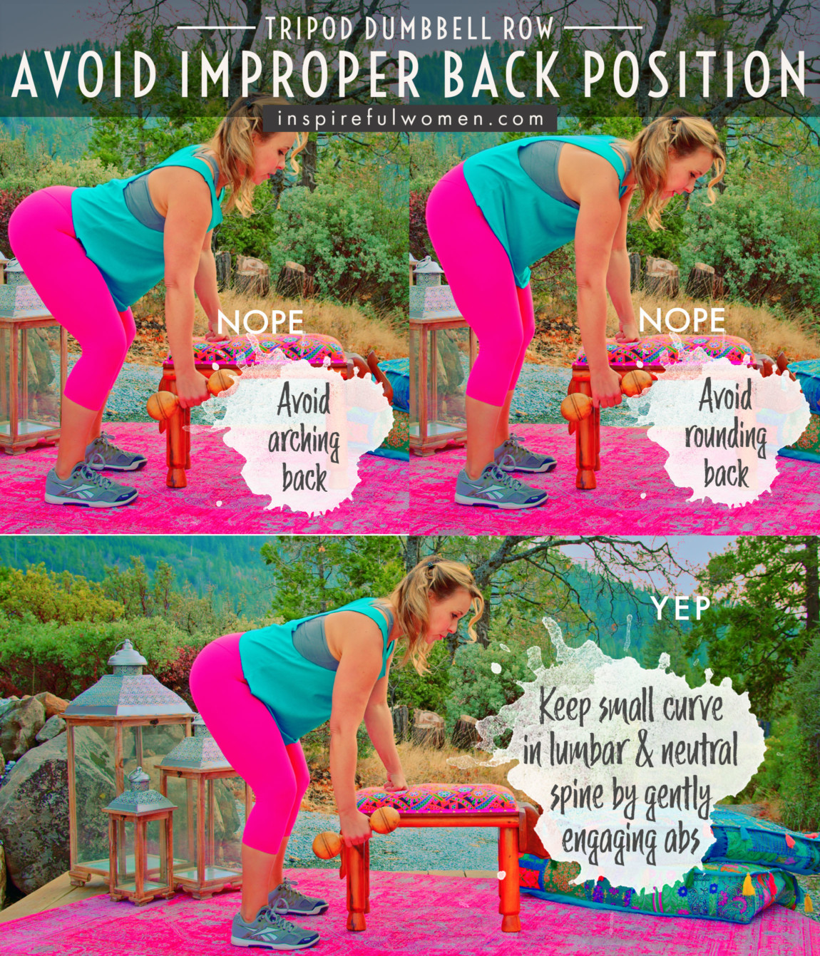 avoid-improper-back-position-keep-spine-neutral-tripod-dumbbell-bent-row-common-mistakes