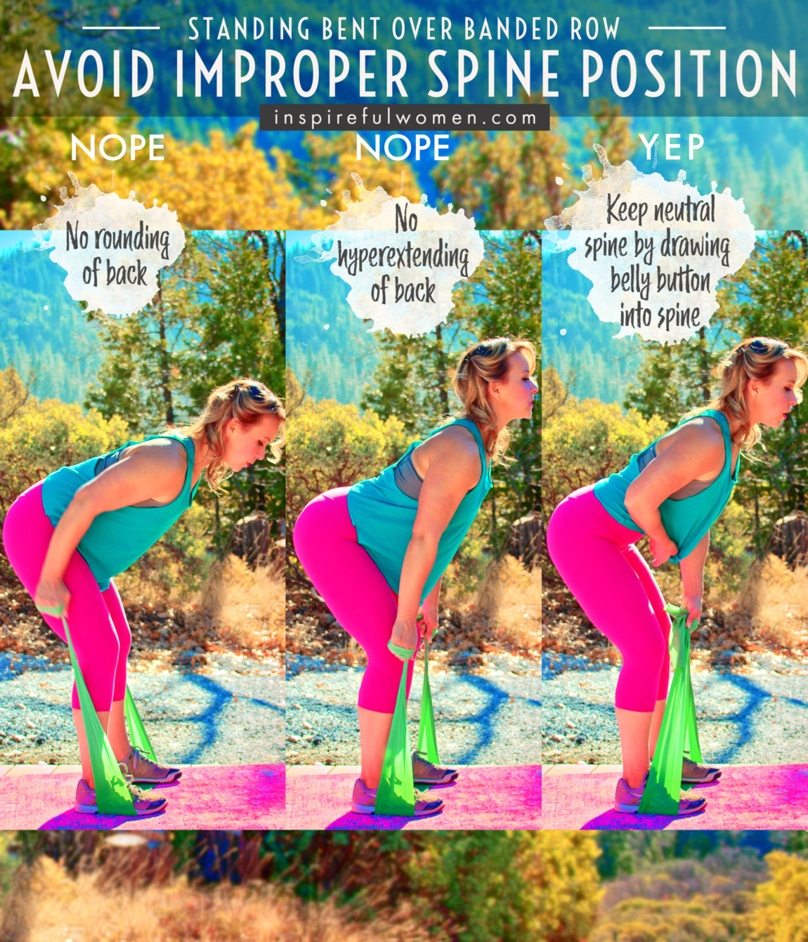 avoid-improper-spine-position-two-arm-resistance-band-row-bent-over-standing-proper-form