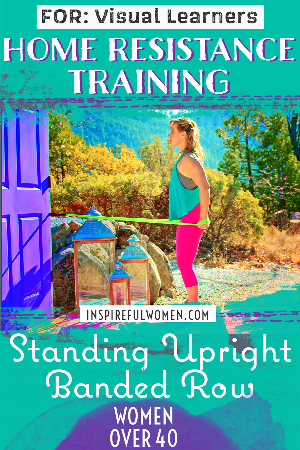 upright-torso-resistance-band-anchored-row-back-exercise-tutorial-at-home-women-40+