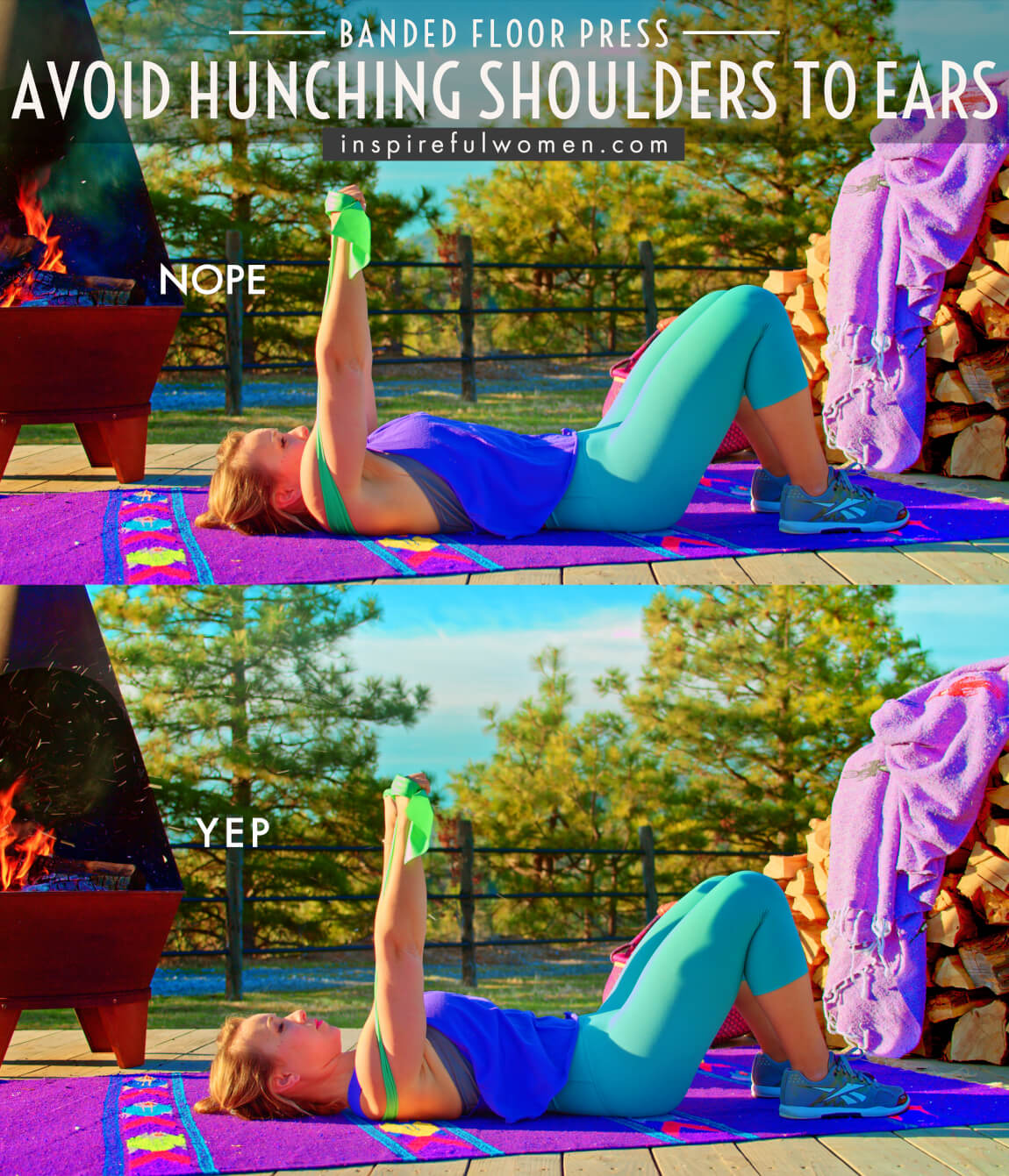 avoid-hunching-shoulders-to-ears-resistance-band-lying-floor-press-exercise-proper-form