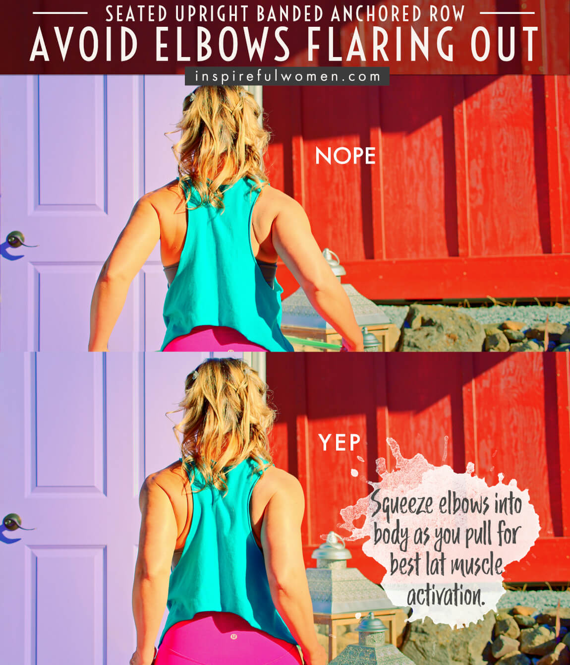 avoid-elbows-flaring-out-seated-uprignt-banded-anchored-row-common-mistakes