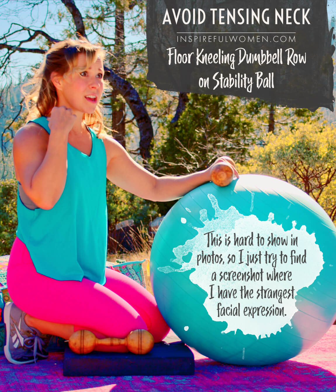 avoid-tensing-neck-muscles-floor-kneeling-dumbbell-row-stability-ball-common-mistakes