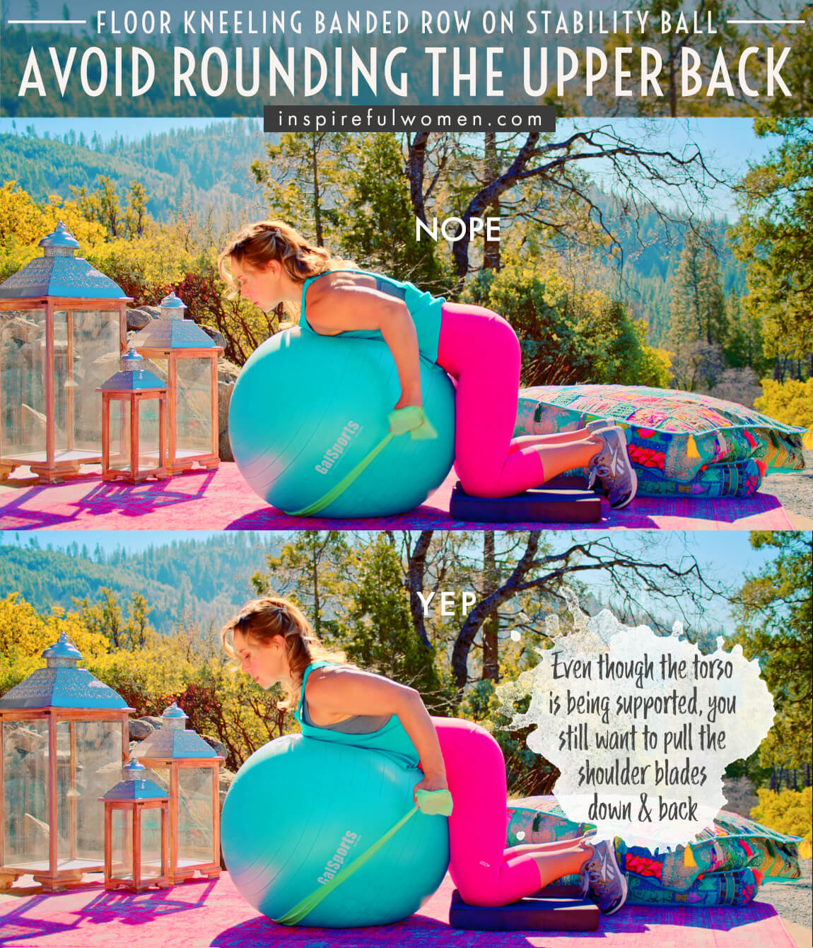 avoid-rounding-the-upper-back-floor-kneeling-banded-row-stability-ball-proper-form