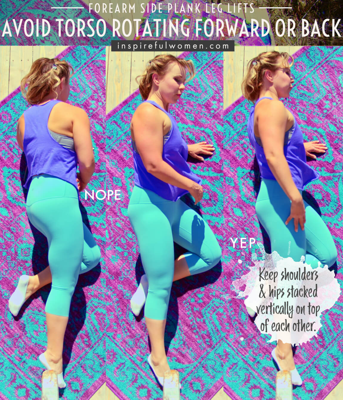 avoid-torso-rotating-forward-or-back-forearm-lateral-plank-leg-raise-glute-exercise-common-mistakes