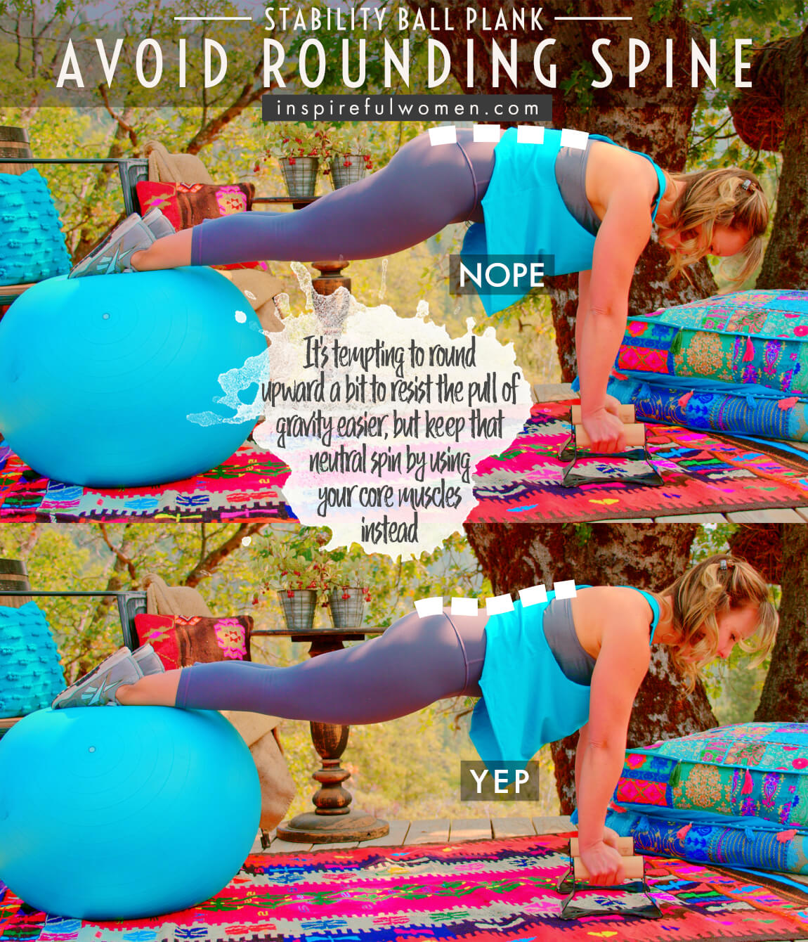 avoid-rounding-spine-stability-ball-plank-prone-neutral-spine-core-exercise-common-mistakes