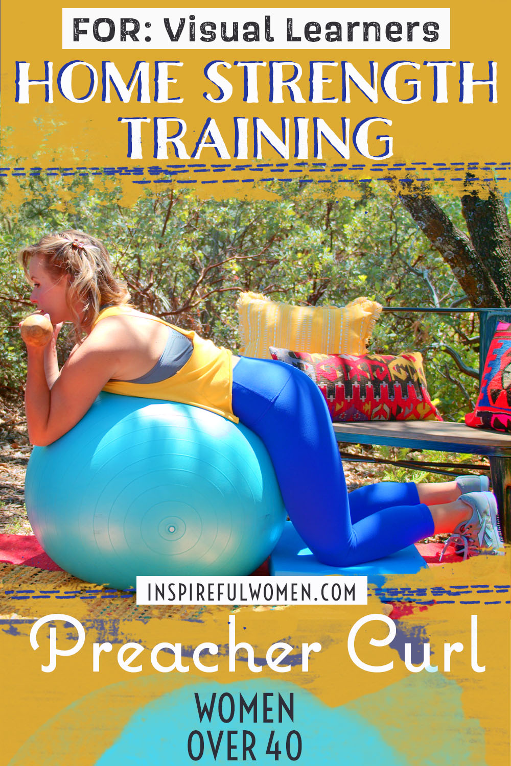 kneeling-preacher-curl-at-home-dumbbells-stability-ball-no-gym-biceps-exercise-women-40+