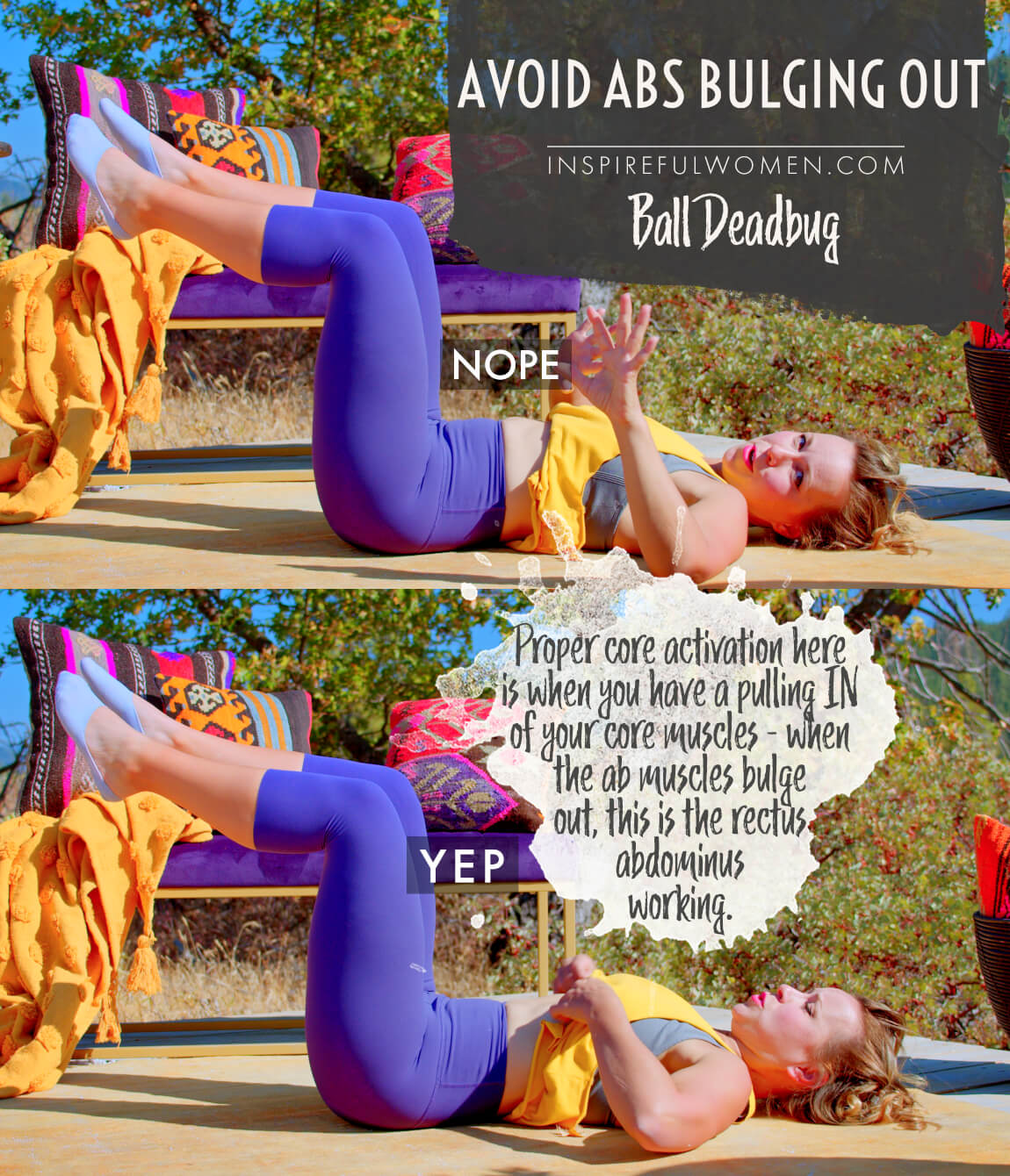 avoid-abs-bulging-out-stability-ball-deadbug-core-exercise-common-mistakes