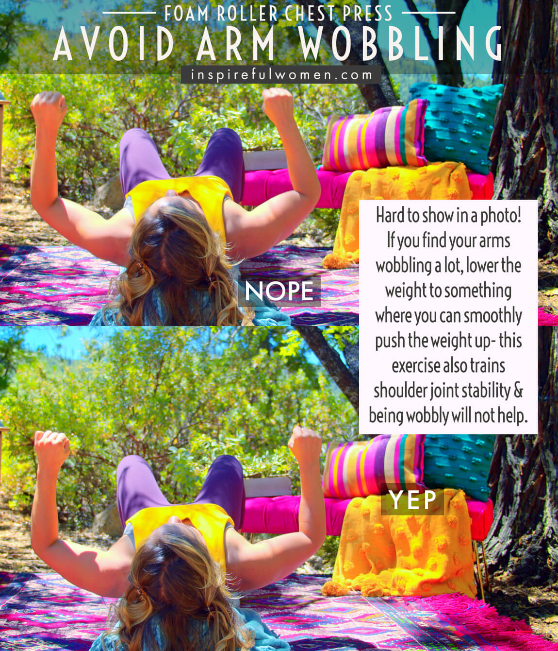 avoid-arm-wobbling-foam-roller-chest-press-dumbbell-resistance-band-chest-exercise-proper-form
