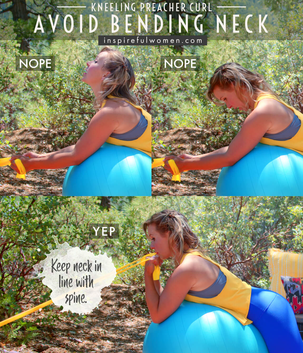 avoid-bending-neck-preacher-curl-at-home-banded-stability-ball-resistance-band-no-gym-proper-form