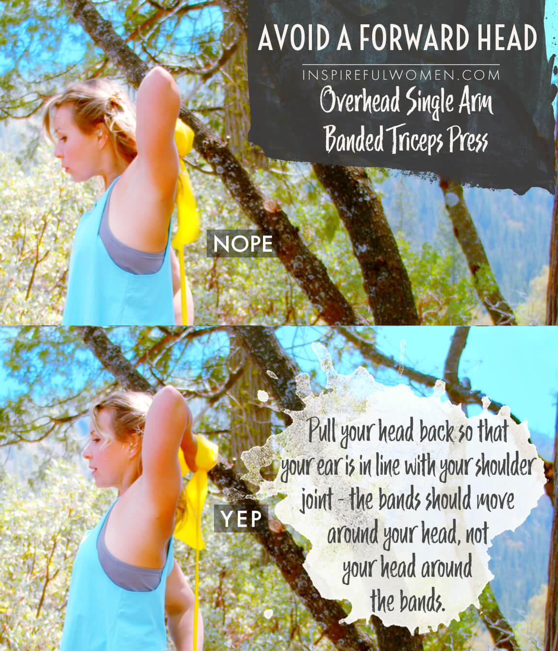 avoid-forward-head-overhead-single-arm-banded-triceps-extension-arm-exercise-common-mistakes