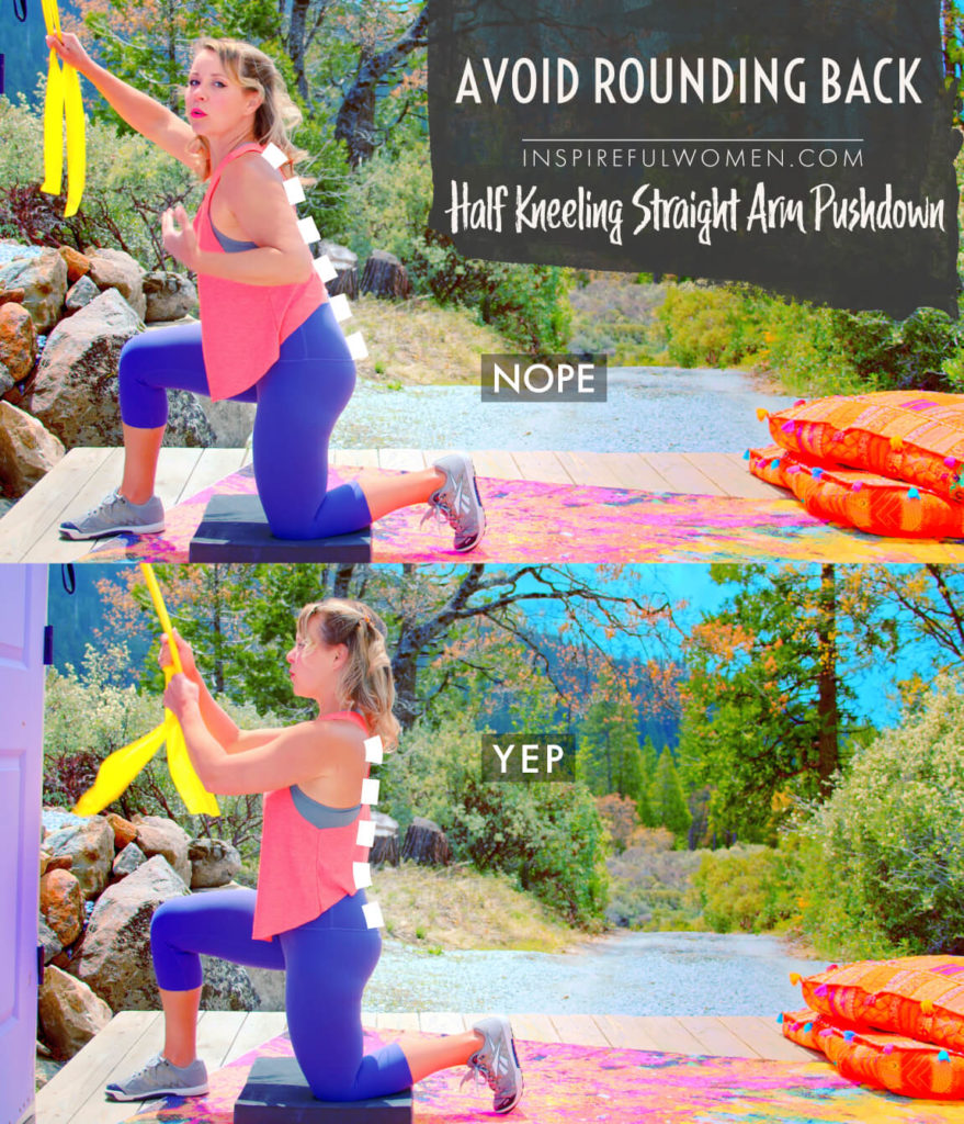 Back Rounding Exercise Half Kneeling Straight Arm Lat Pushdown - Inspireful Women