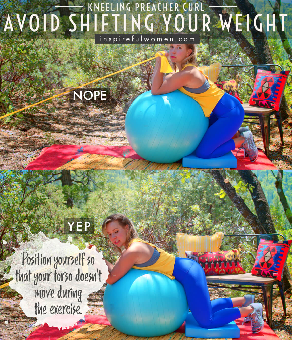 avoid-shifting-your-weight-preacher-curl-at-home-banded-stability-ball-resistance-band-no-gym-proper-form