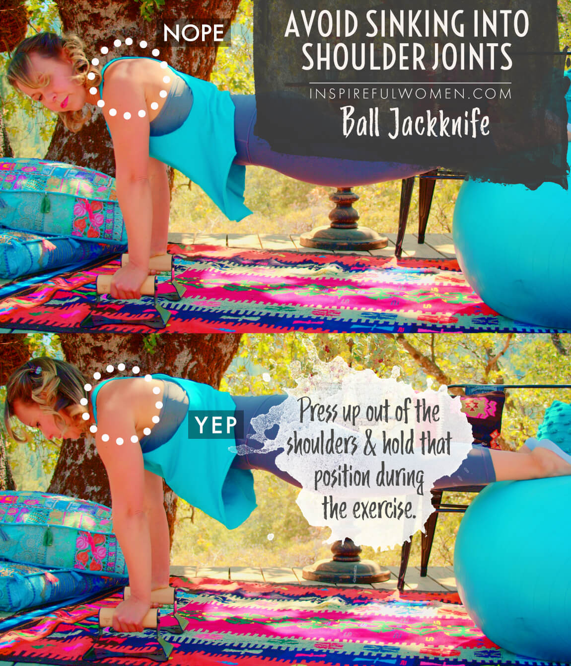 avoid-sinking-into-shoulder-joints-stability-ball-jackknife-neutral-spine-core-exercise-common-mistakes