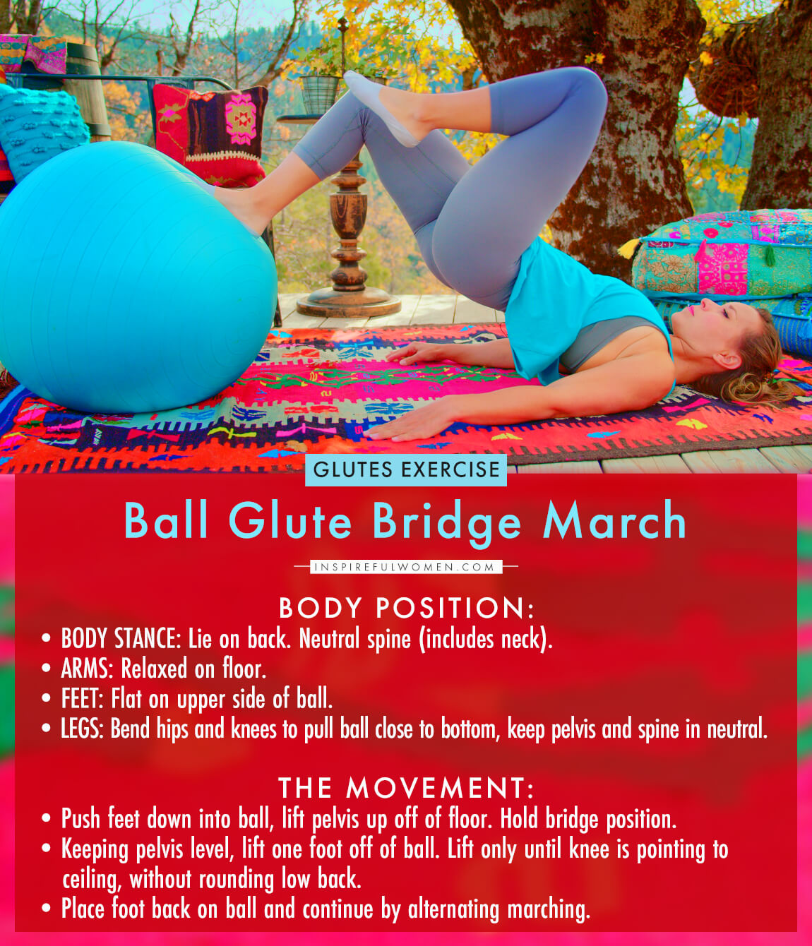 Marching Yoga Ball Glute Bridge Inspireful Women