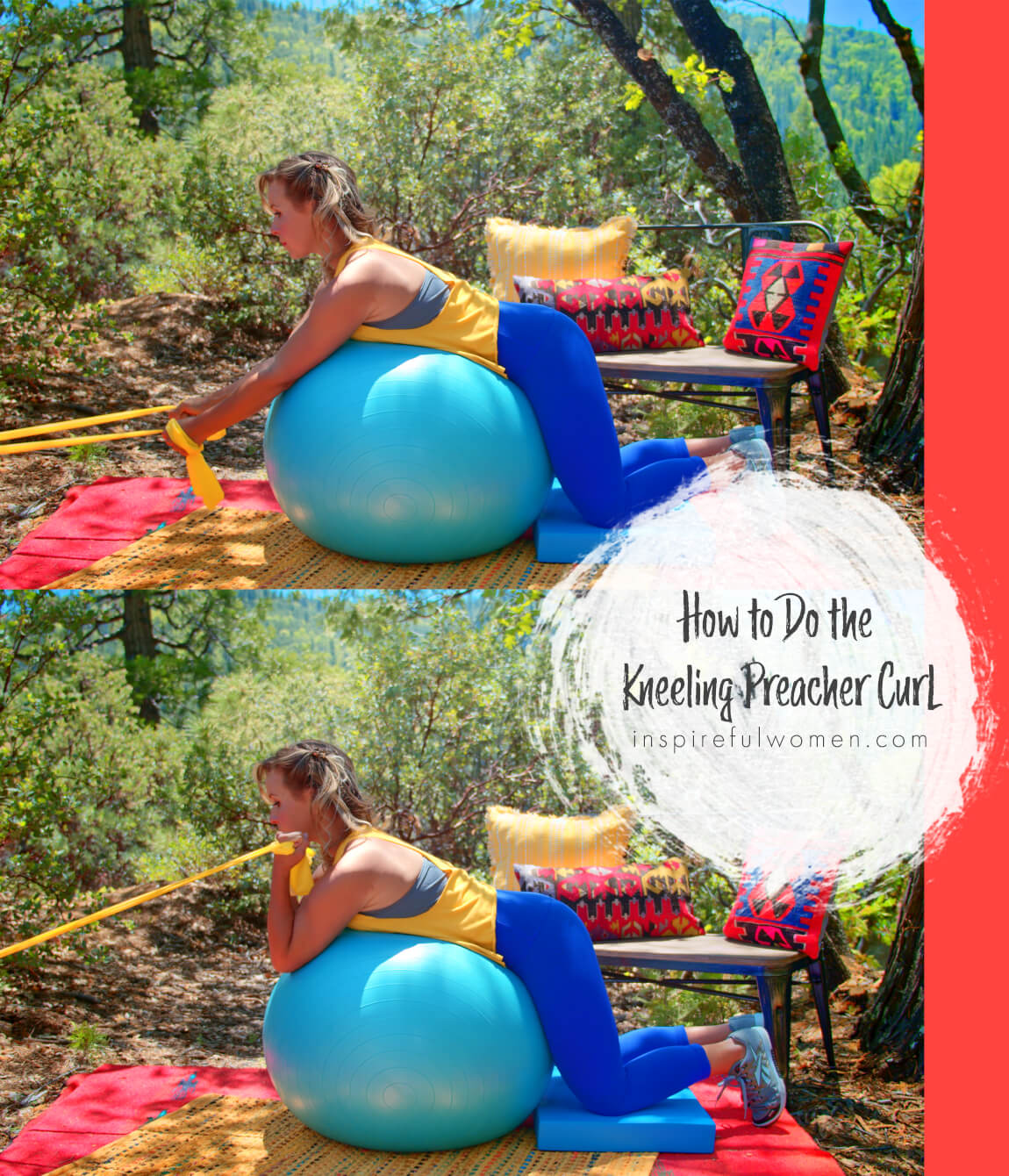 how-to-preacher-curl-at-home-banded-kneeling-stability-ball-resistance-band-no-gym