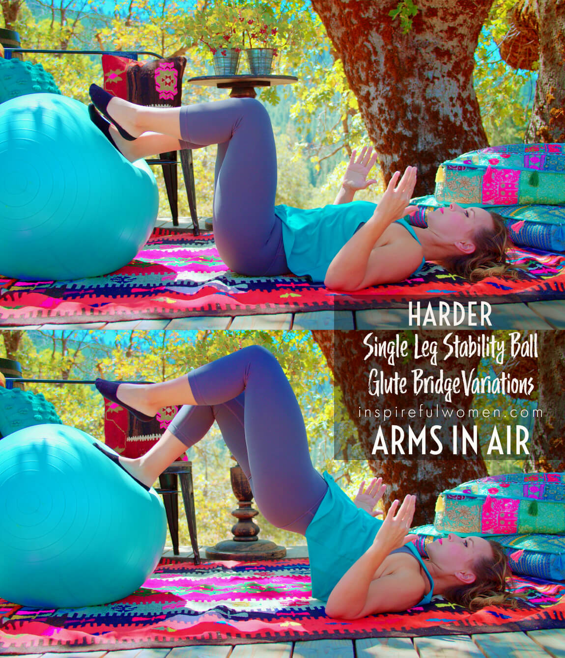 arms-in-air-single-leg-stability-ball-glute-bridge-exercise-harder