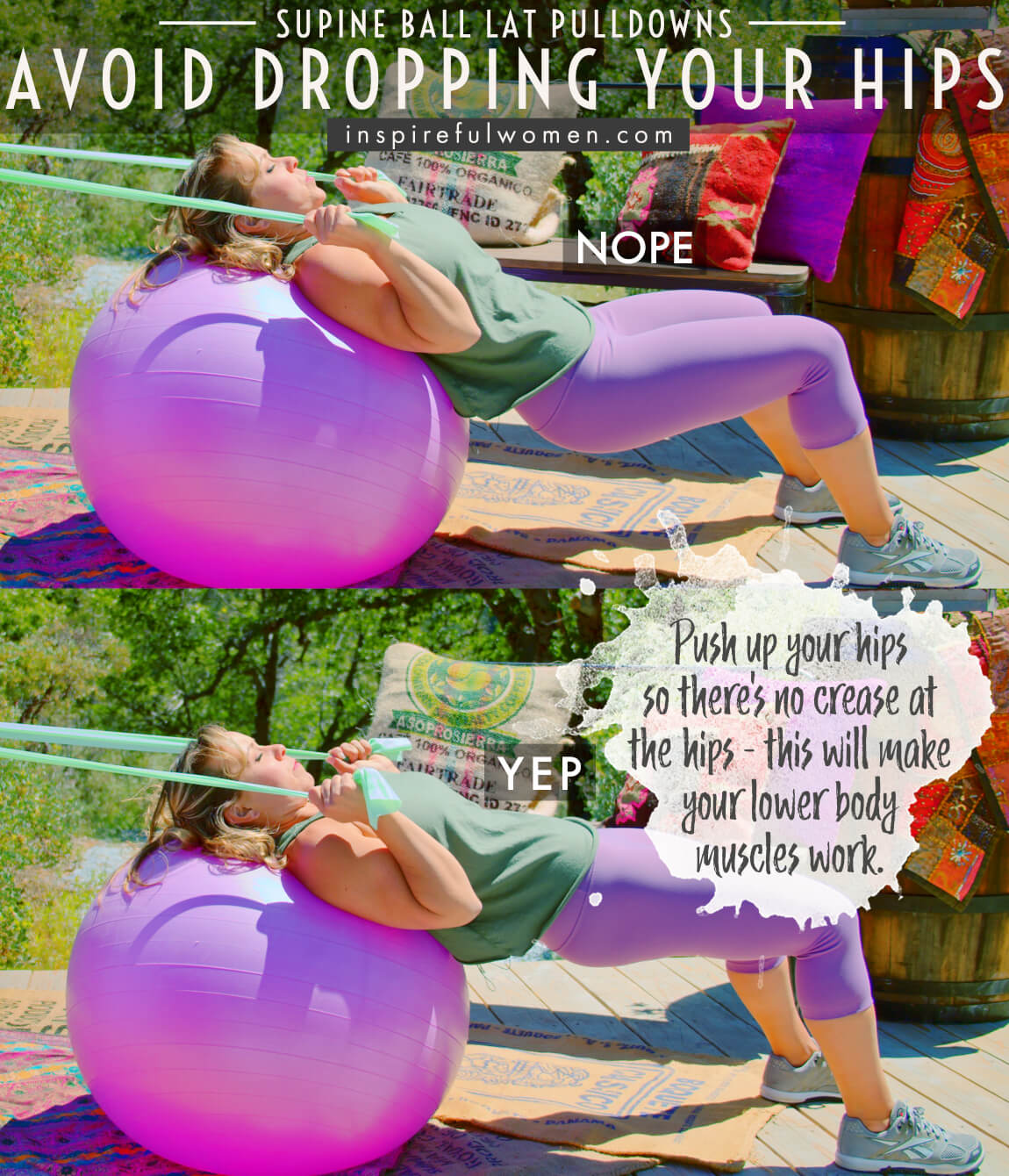 avoid-dropping-your-hips-supine-stability-ball-banded-lat-pulldowns-home-back-exercise-common-mistakes
