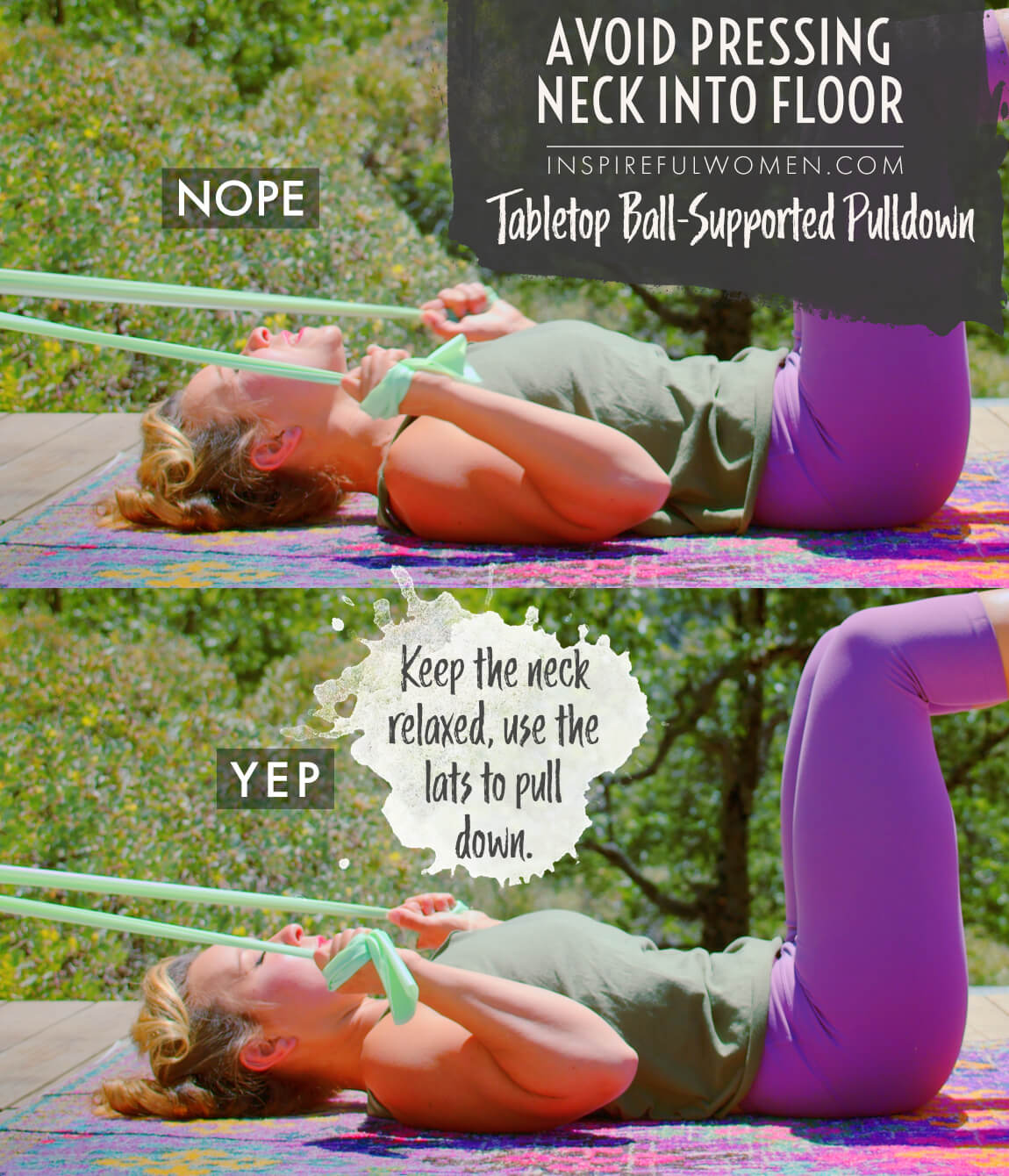 avoid-pressing-neck-into-floor-supine-tabletop-ball-banded-lat-pulldowns-back-exercise-proper-form