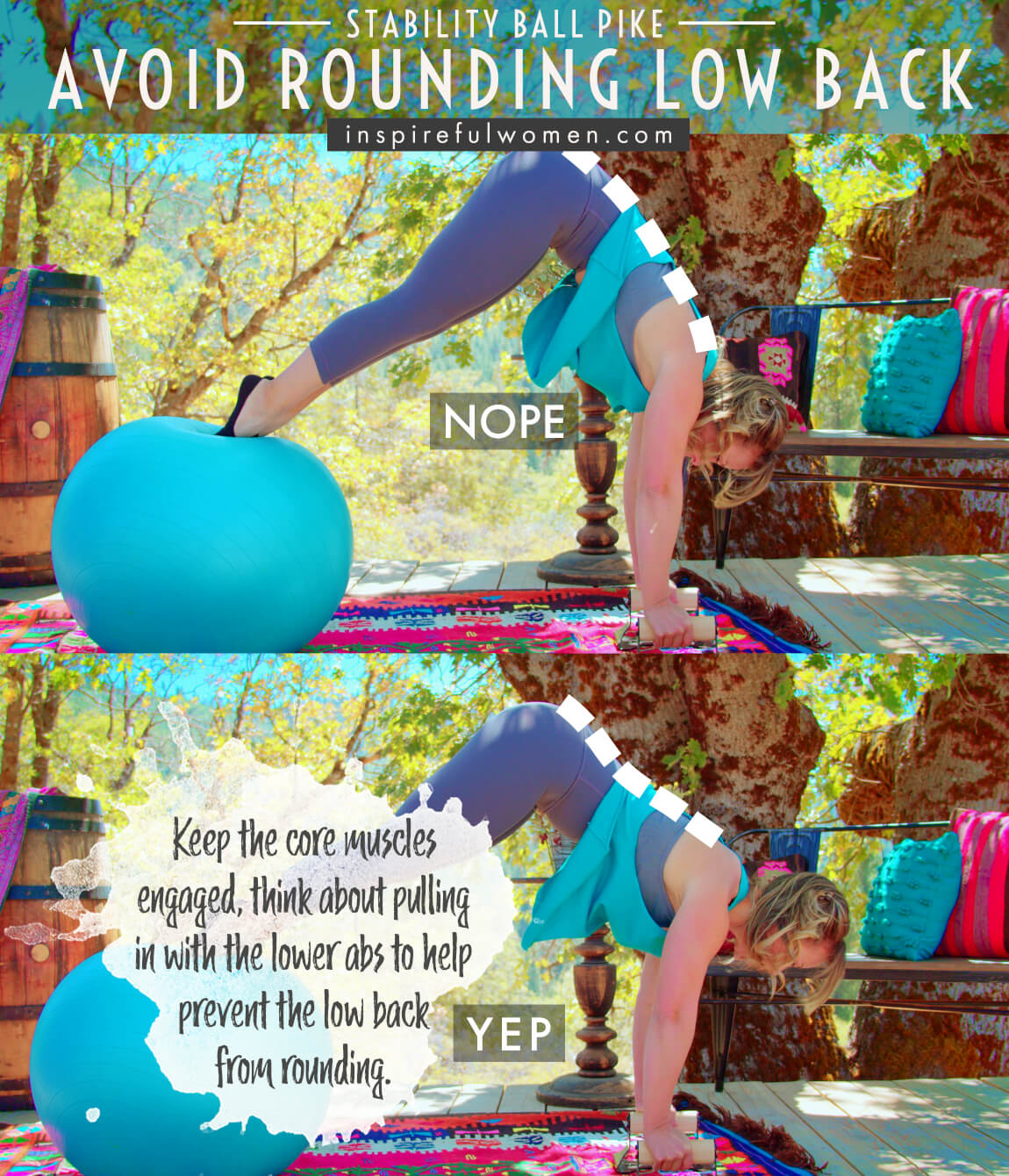 avoid-rounding-low-back-stability-ball-plank-pike-core-exercise-common-mistakes