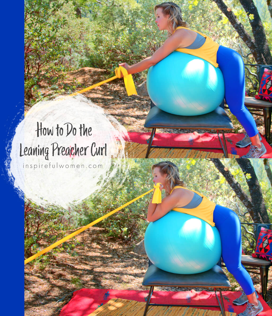 how-to-leaning-preacher-curl-at-home-banded-stability-ball-resistance-band-no-gym-proper-form