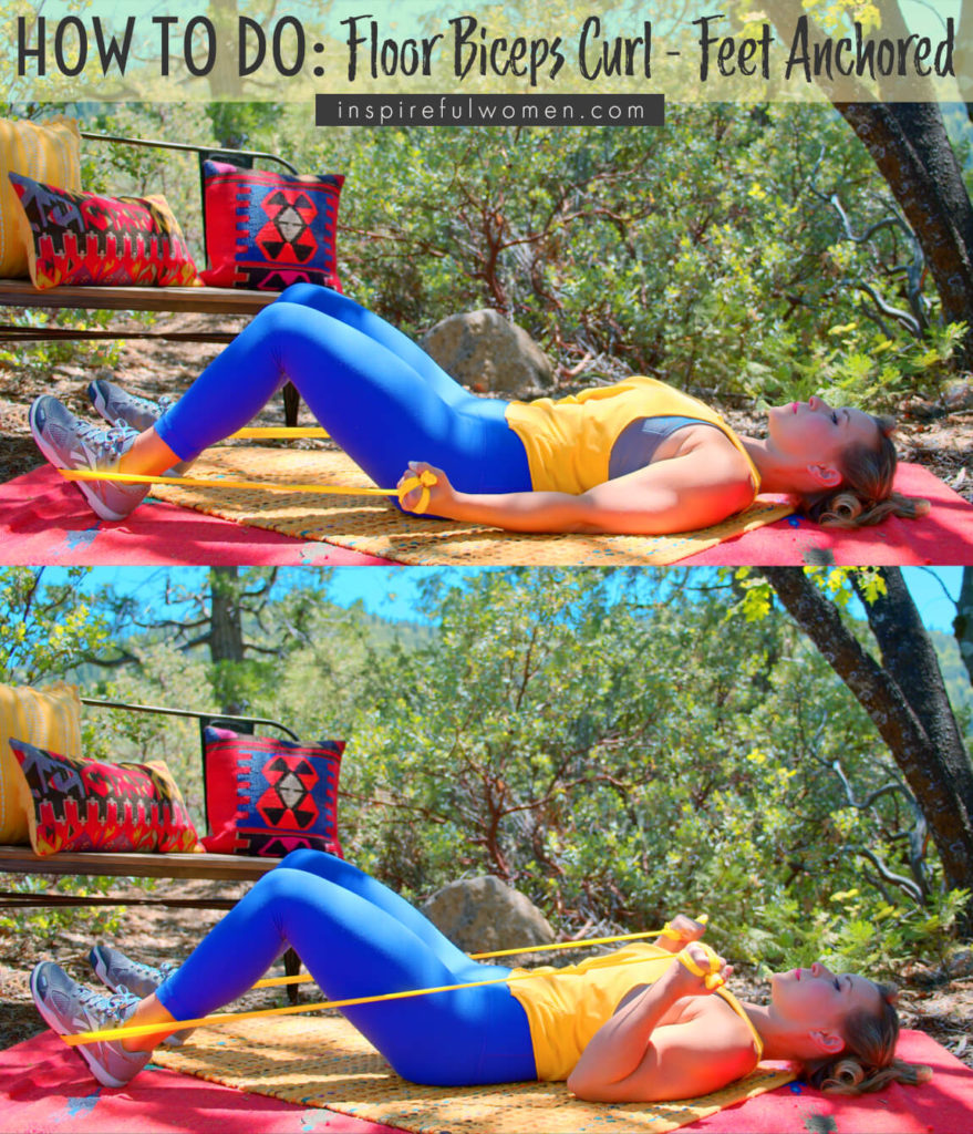 Supine Foot-Anchored Band Bicep Curl - Inspireful Women