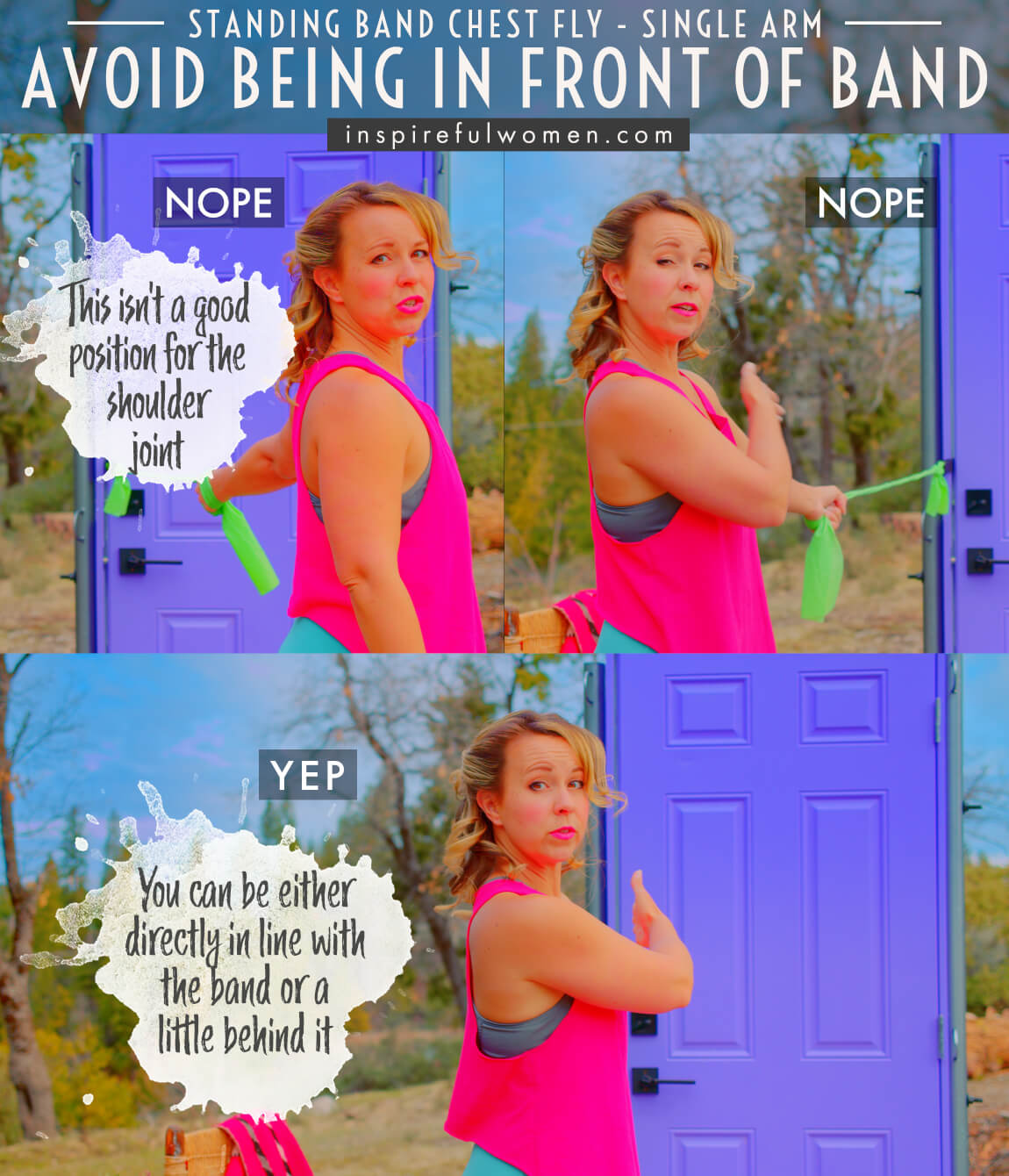 avoid-being-in-front-of-band-single-arm-standing-band-chest-fly-exercise-common-mistakes
