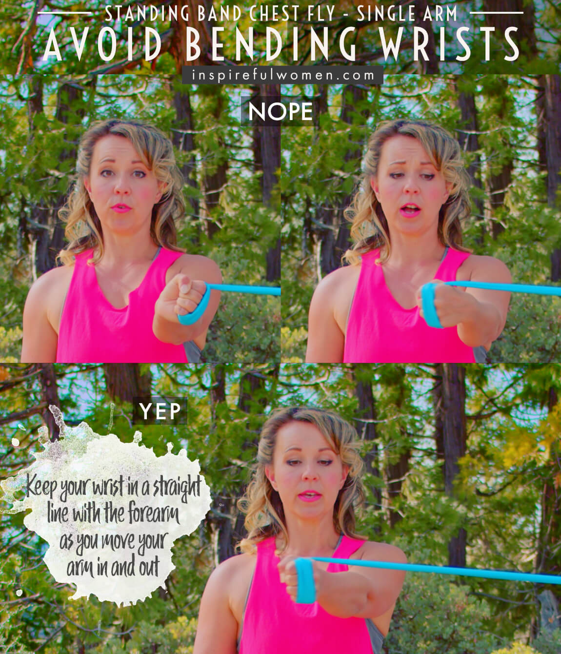 avoid-bending-wrists-single-arm-standing-band-chest-fly-exercise-common-mistakes