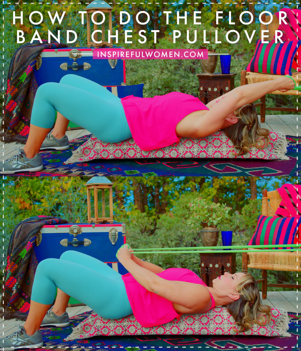 how-to-floor-banded-chest-pullovers-foam-roller-pec-lats-triceps-exercise-proper-form