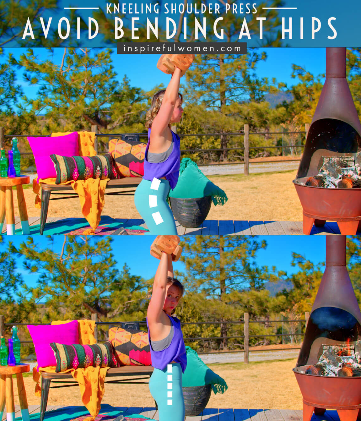 avoid-bending-at-hips-kneeling-banded-shoulder-press-common-mistakes