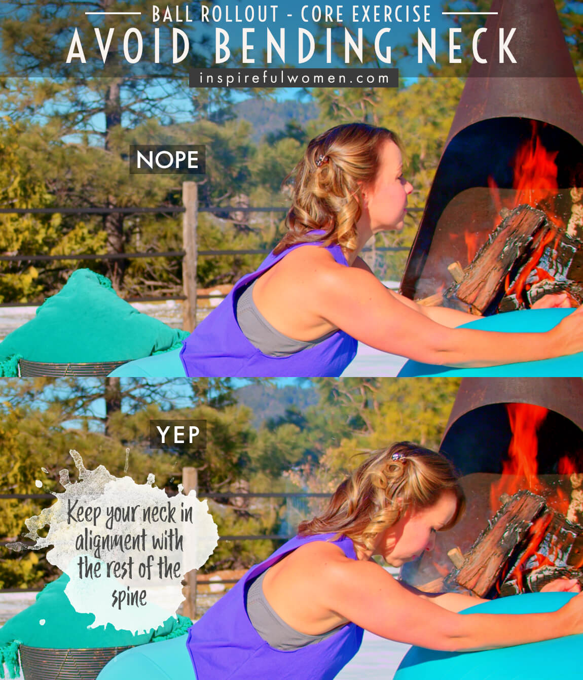 avoid-bending-neck-stability-ball-rollouts-core-exercise-common-mistakes