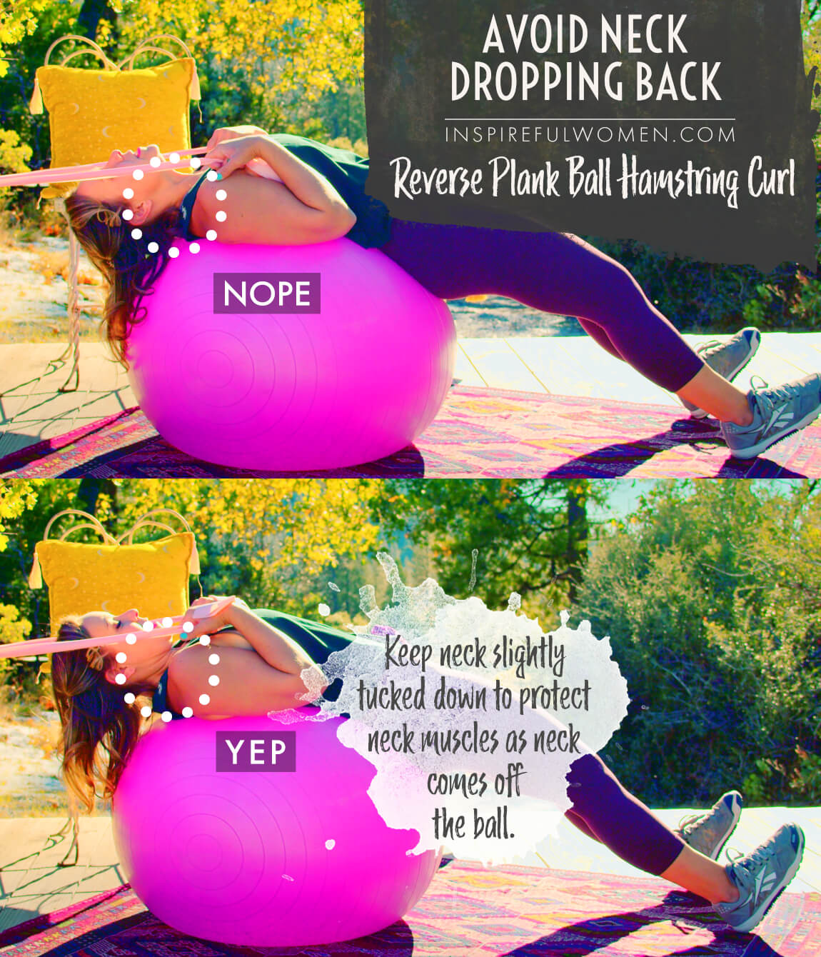 avoid-neck-dropping-back-reverse-plank-ball-hamstring-curl-common-mistakes