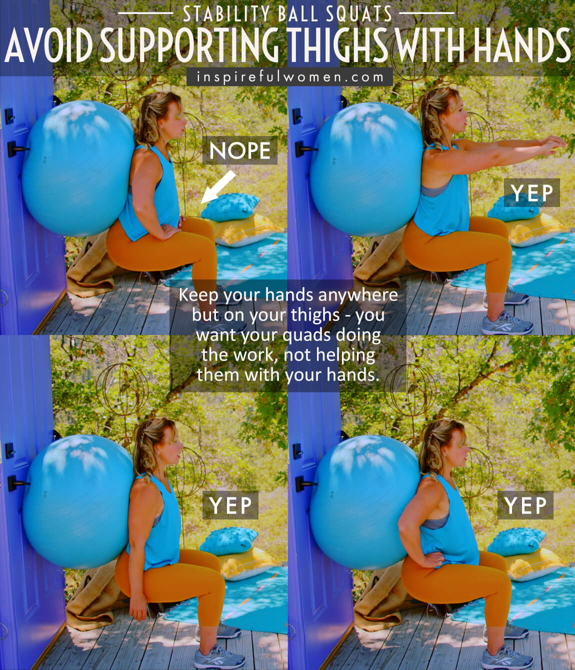 avoid-supporting-thighs-with-hands-stability-ball-squats-common-mistakes
