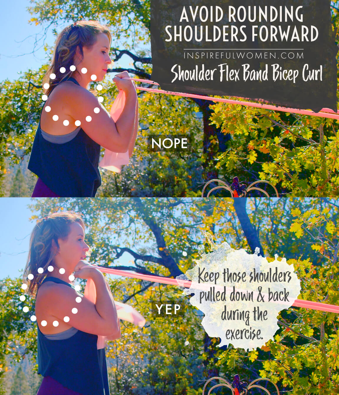 avoid-rounding-shoulders-forward-elevated-band-bicep-curl-common-mistakes