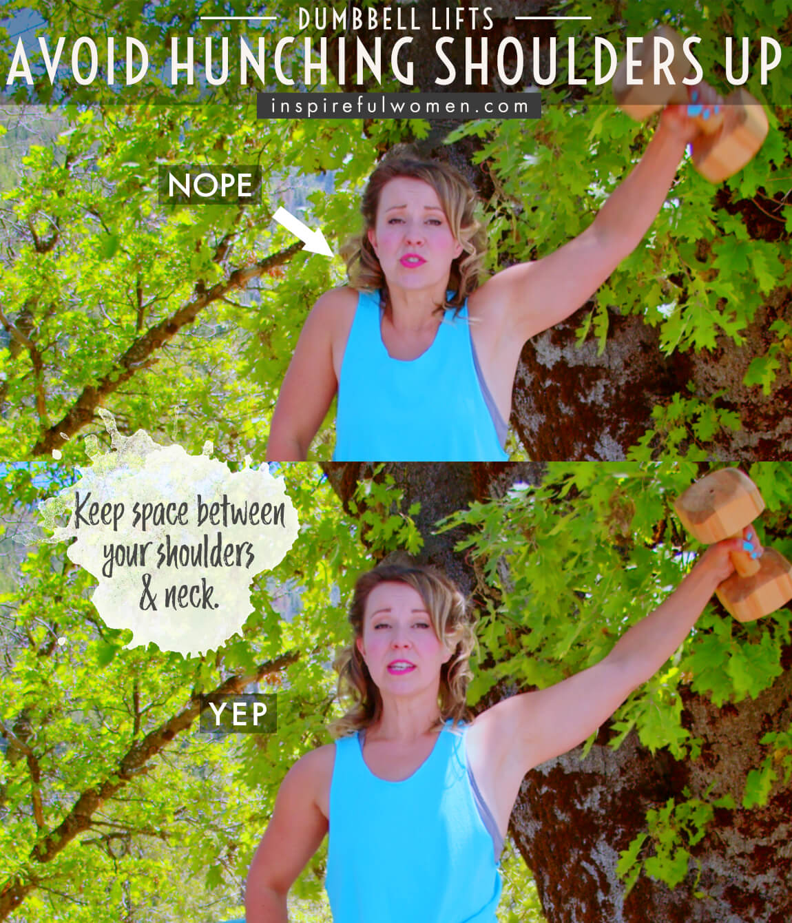 avoid-hunching-shoulders-up-dumbbell-lifts-standing-core-exercise-common-mistakes