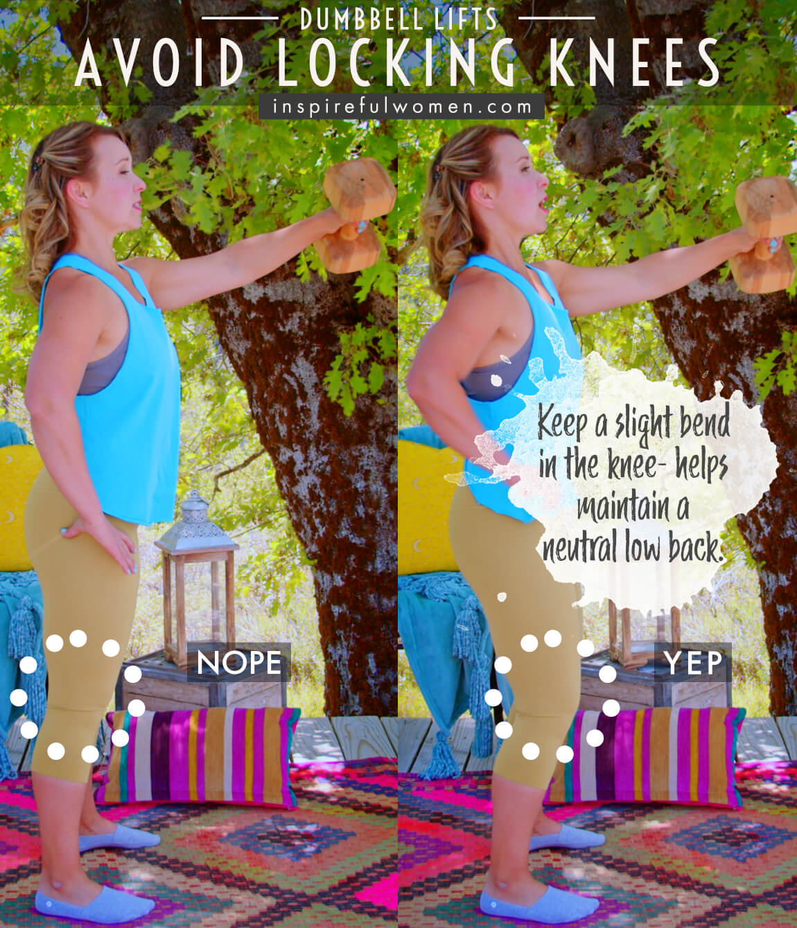 avoid-locking-knees-dumbbell-lifts-standing-core-exercise-common-mistakes