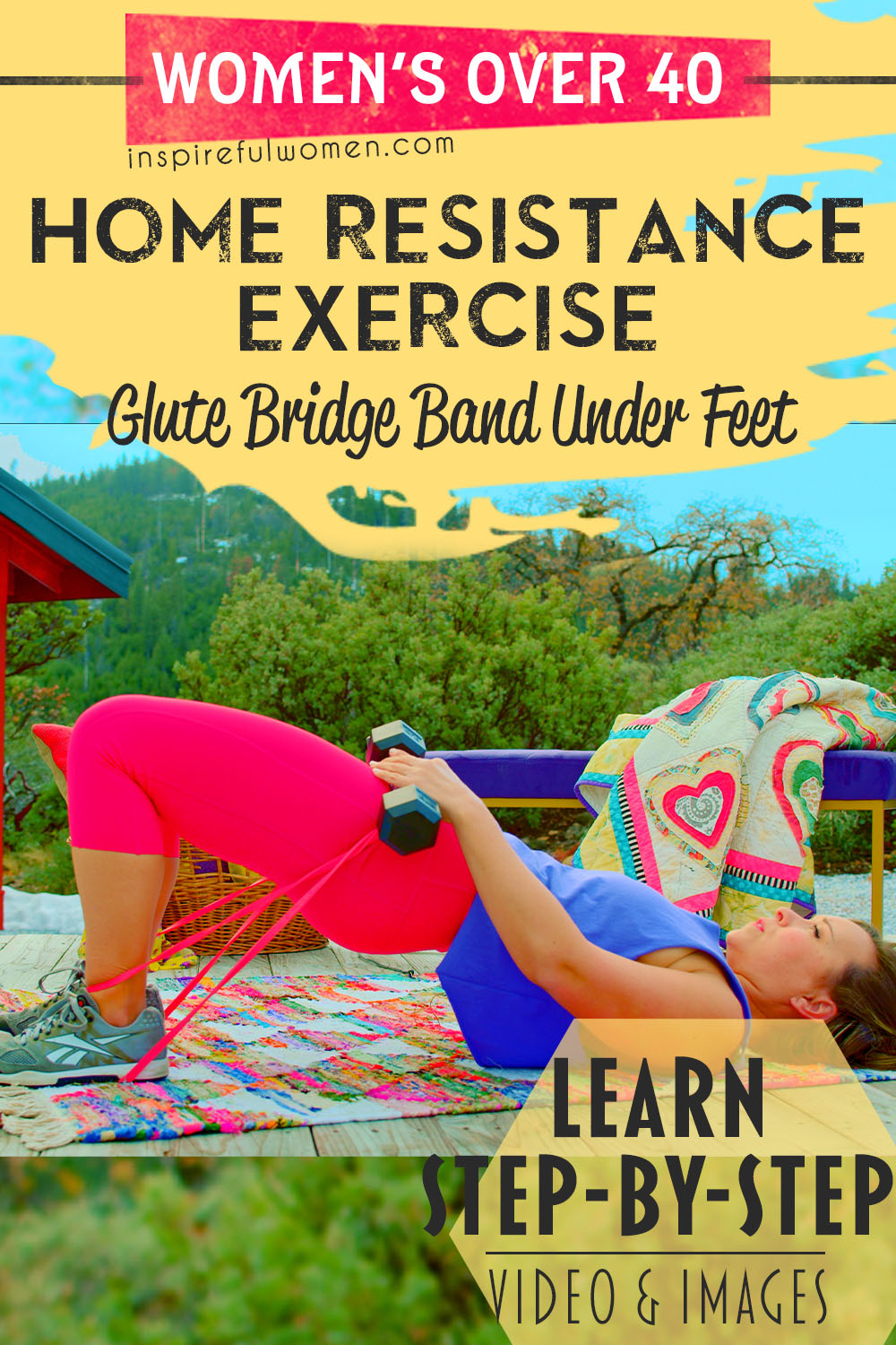 floor-glute-bridge-variation-resistance-band-foot-anchored-glute-activation-exercise-women-40+